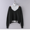 Women's wool cashmere knitted pullover sweater twinset jumpers