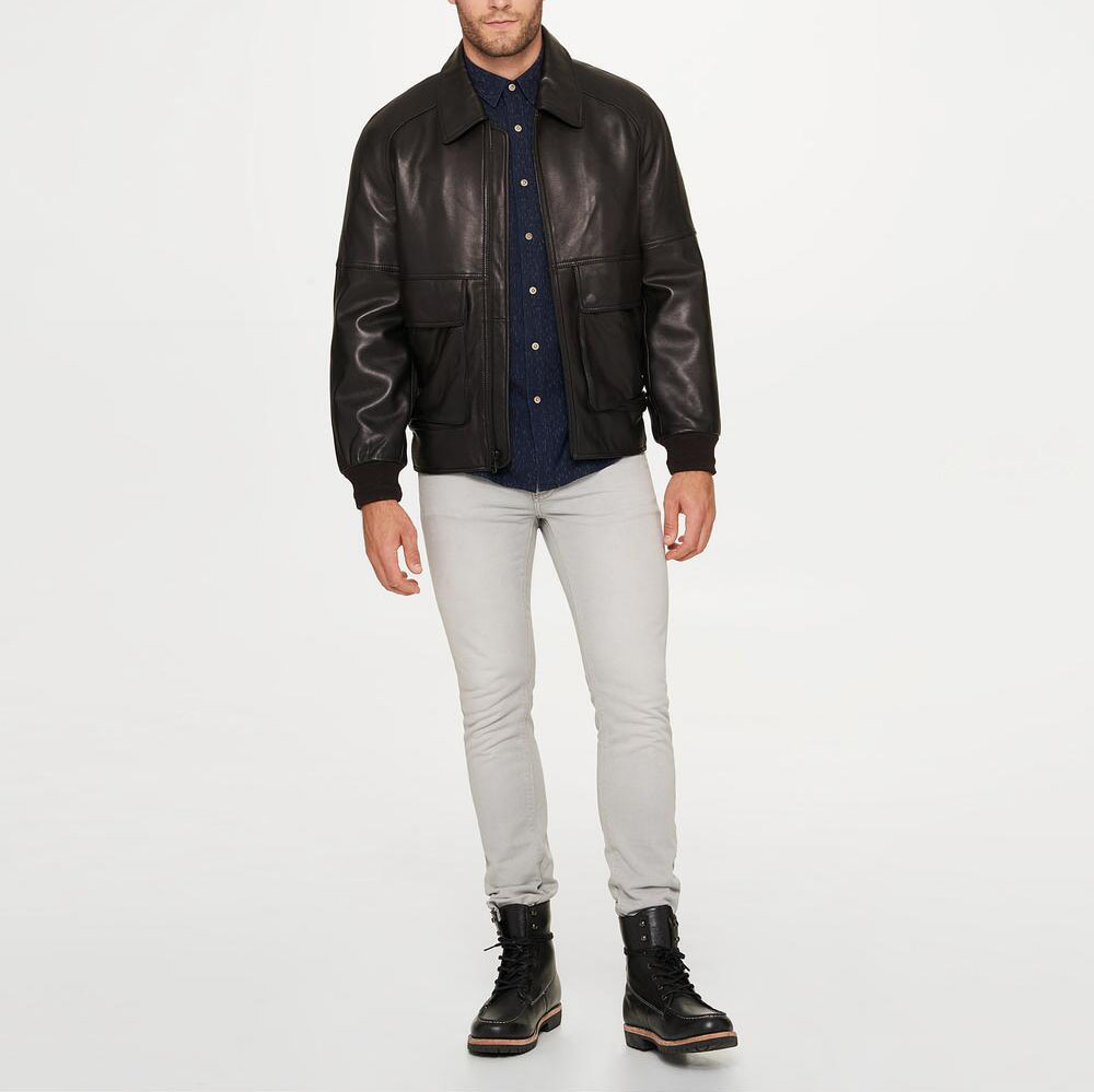 P18E028BW Latest fashion hot sale custom leather jacket for man all seasons