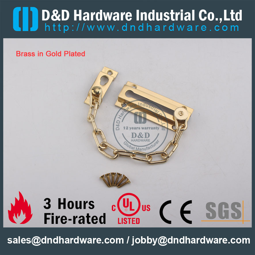 Cadena de puerta de seguridad de latón antiguo para puerta de metal-DDDG005
