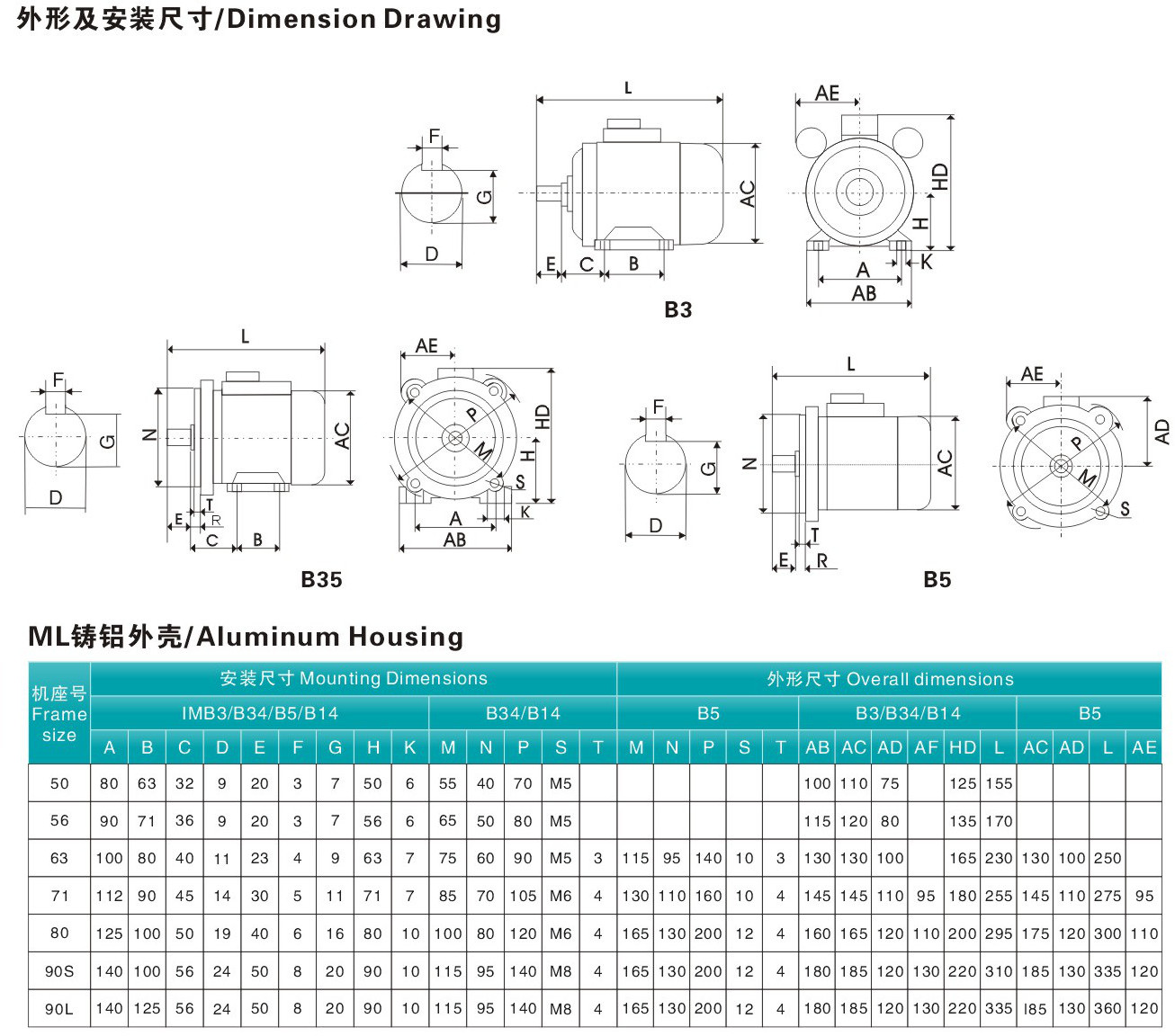 MC/ML ～ Aluminum Frame Single-Phase Motor - Buy Electric Motor ...