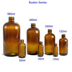 Round Boston Amber Glass Bottles