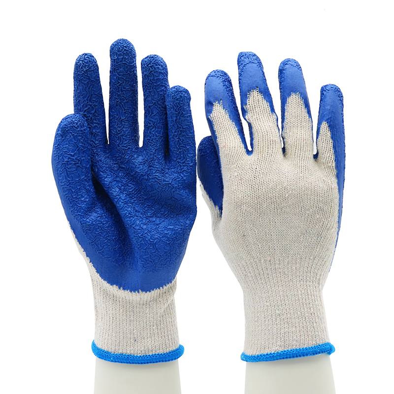 CE EN 388 Anti Slip Polycotton Blue Latex Work Gloves Custom Logo Buy latex work gloves, anti