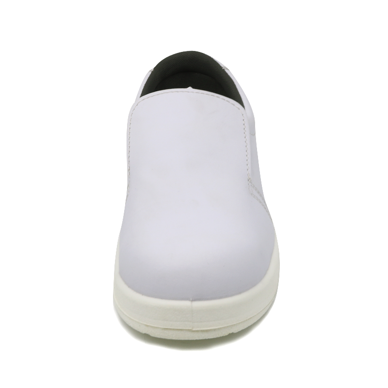 White Microfiber Leather Non Slip Kitchen Shoes with Steel Toe