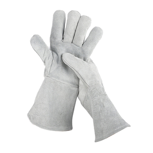 14 inch grey cow split leather construction site men hand protection welding gloves