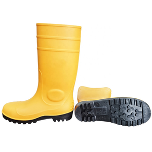 CE Verified Yellow Pvc Safety Rain Boots with Steel Toe Mid Plate