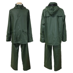 Army Green Waterproof Oil Resistant PU Rain coat for Men