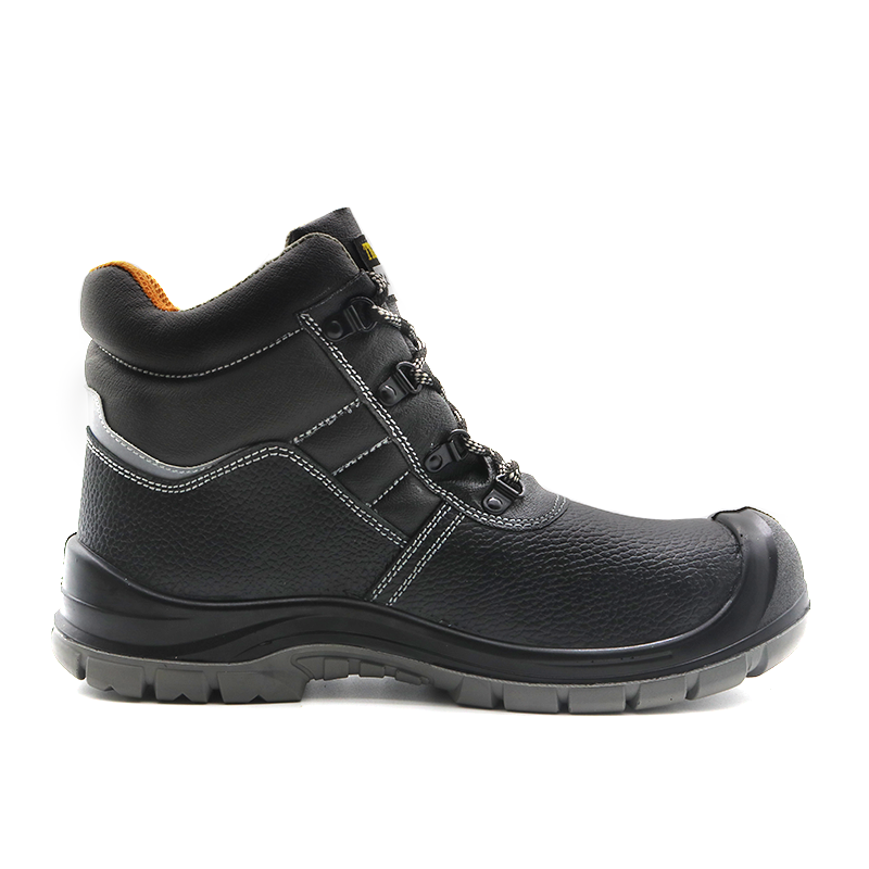 Black Leather Anti Slip Pu Sole Industrial Safety Boots with Steel Toe Cap