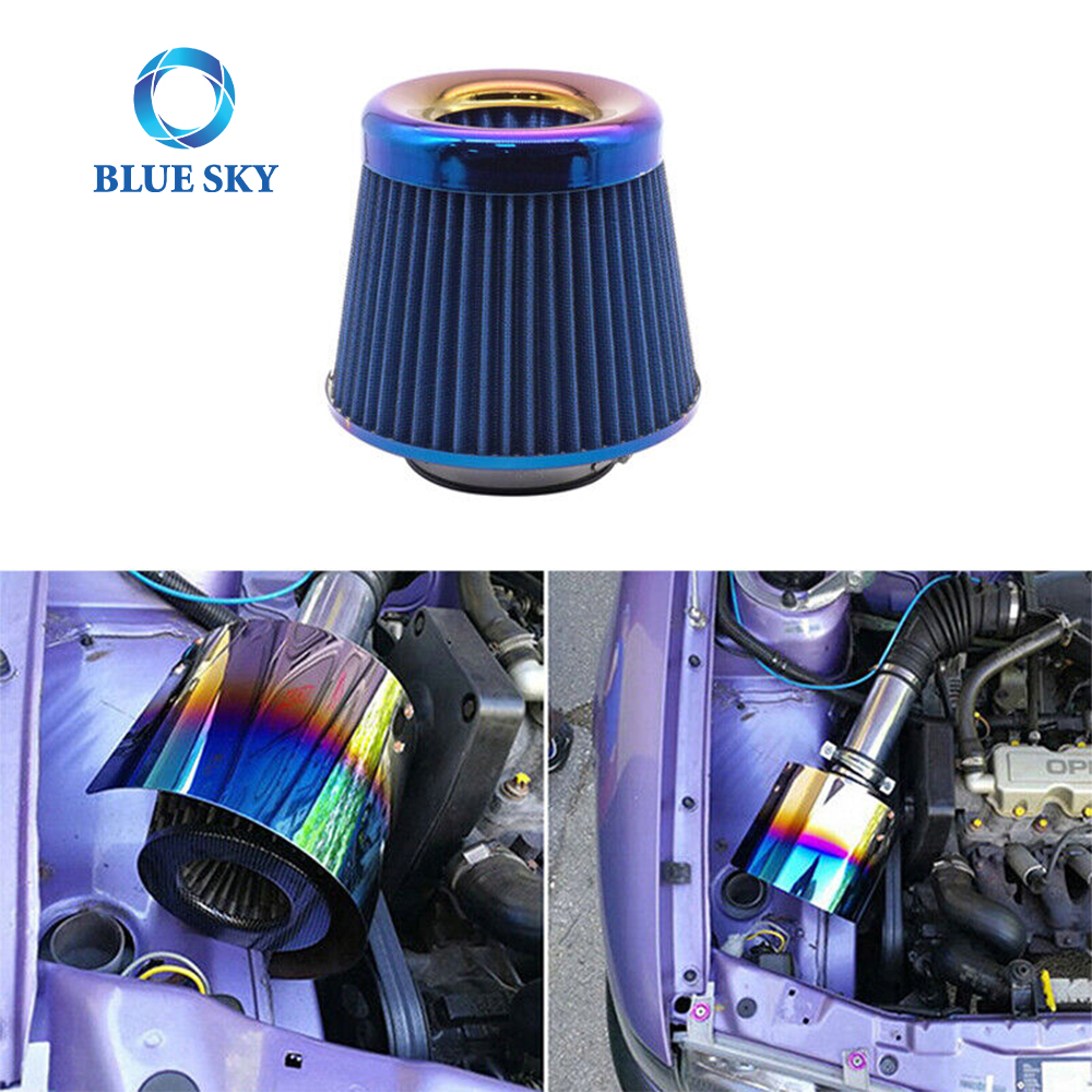 Bluesky 通用汽车发动机改装空气滤清器 3' 英寸 76 毫米高流量冷空气短柱塞汽车进气滤清器