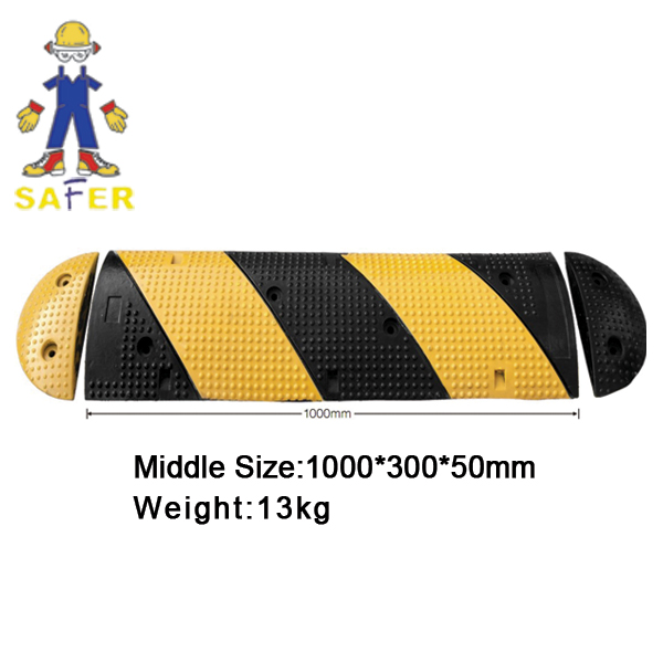 yellow with black stripes plastic road hump