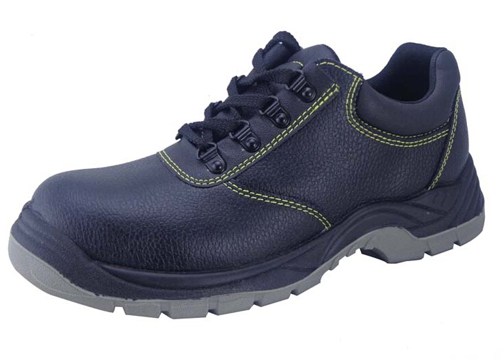 Green color stitching leather upper PU sole safety shoes for men