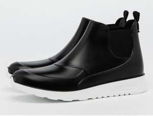 Black unisex style waterproof fashion ankle pvc boots
