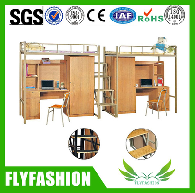 Bâti de couchette en bois d'élève de meubles de dortoir d'école de vente chaude avec le bureau et la garde-robe (BD-16)