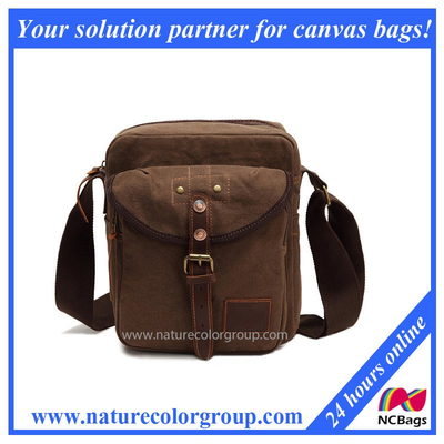 Canvas Messenger Shoulder Satchel Bag with Real Leather (MSB-017)