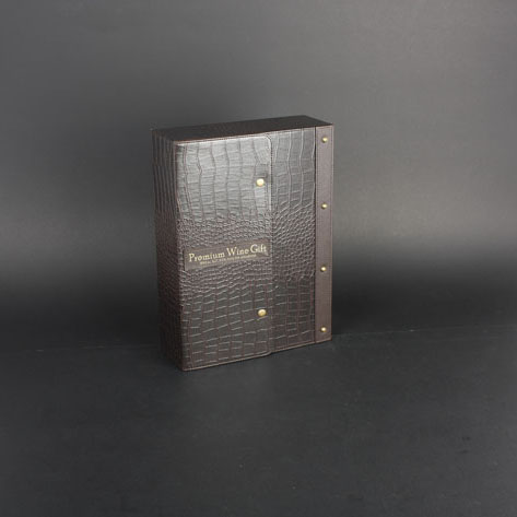 Wine Box Manufacturer Brown PU leather wine bottle packaging