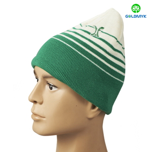 绿色和空白数据条童帽帽子与平面的刺绣