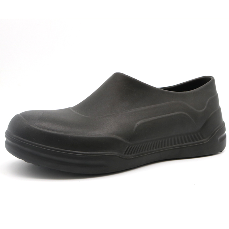 Black PU Oil Water Resistant Anti Slip Non Safety Restaurant Kitchen Chef Shoes