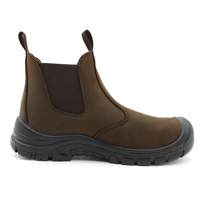 Anti Slip Pu Sole Genuine Leather Steel Toe Safety Shoes without Lace