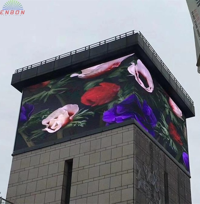 P10室外90度角RGB LED显示屏用于墙上的商业广告