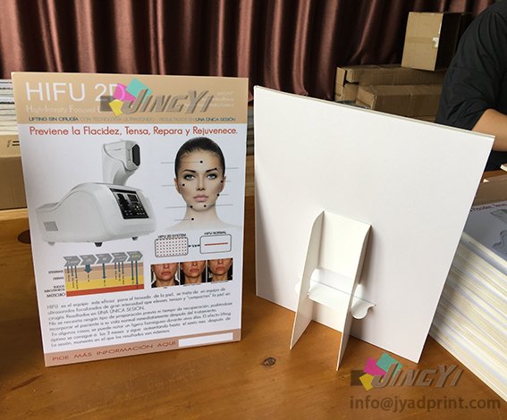 Desk Mini Display Banner Stand, Custom Print Cheap Indoor Coroplast Signs or KT Sign, Light PVC Foam Signs with Paperboard Easel Back Table Advertising Promotion Display Stand 