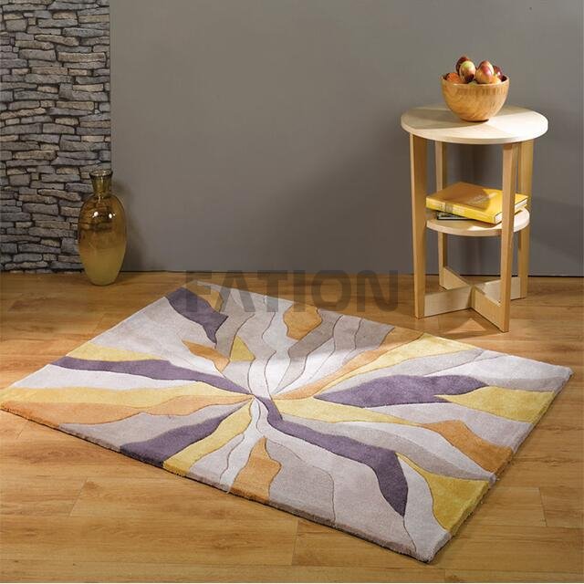 5'×8' Acrylic Yellow Multi Rug Indoor Floor Carpet