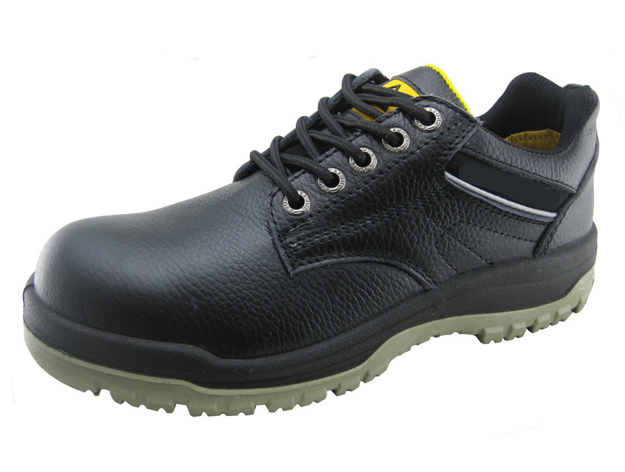 Genuine leather PU injection construction worker safety shoes