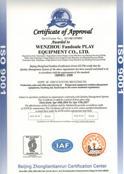 ISO cerficate of Kids Playground Equipment