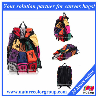 Colorful Fashion Canvas Backpack Hiking Bag with Pockets (SBB-007)