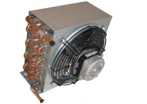 Condensador enfriado con aire del tubo de cobre con motor de ventilador