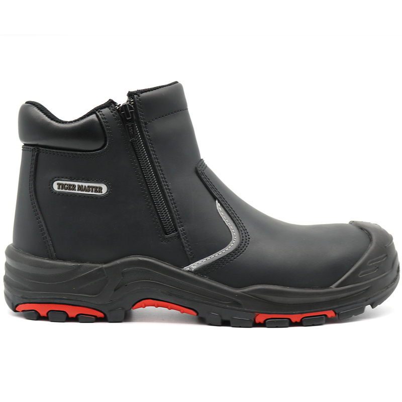 Black Leather Oil Water Resistant Non Slip Anti Static No Lace Safety Shoes Oil Industry