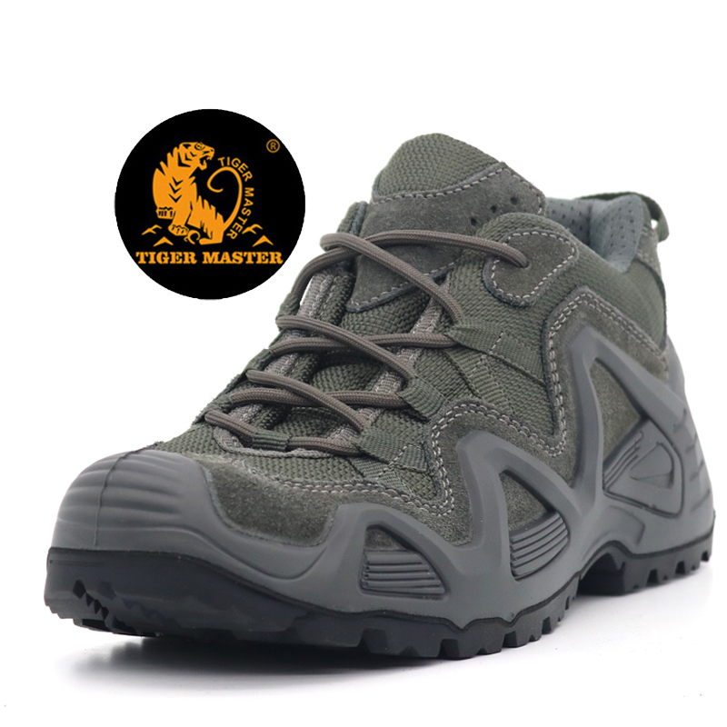 Grey Suede Leather Anti Slip Outdoor Climbing Sport Hiking Shoes Lightweight