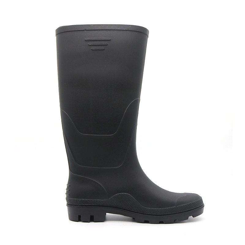 Black Waterproof Anti Slip Non Safety Pvc Rain Boots for Men With CE
