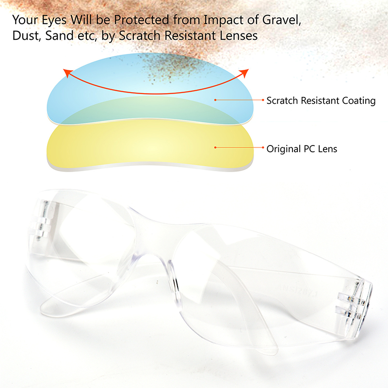 CE EN 166F And ANSI Z87.1 Clear PC Lens Lab Anti Scratch Safety Goggles