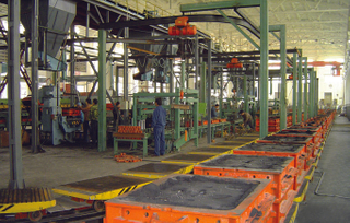 Flask molding line for green sand 