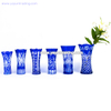 cobalt blue hand engraved elegant glass flower vase
