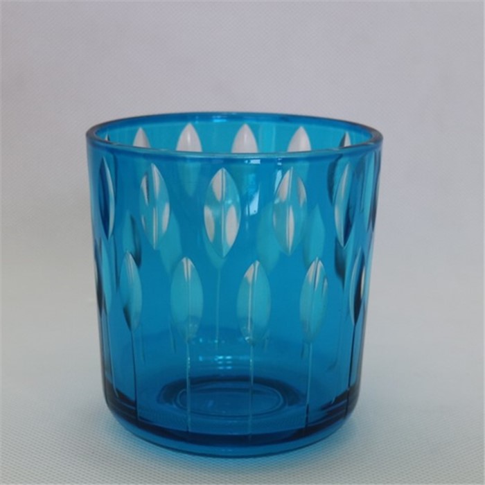 sprayed color blue series glass candle holder