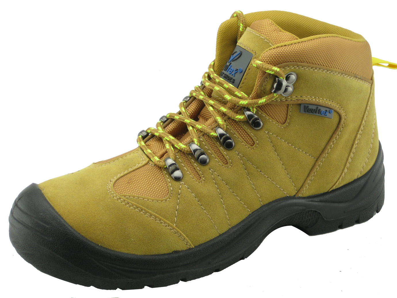Yellow color suede leather industrial safety shoes
