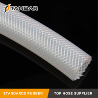 Tubería de goma de silicona reforzada trenzada de tela flexible suave transparente de alta presión