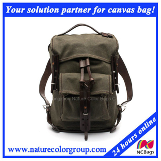 Fashion Leisure Waxed Canvas Backpack for Campus and Student