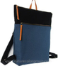 Teal Blue and Black Canvas Laptop Backpack with Zipper Pockets.