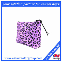 Purple Cheetah Facric Cosmetic Bag Makeup Pouch