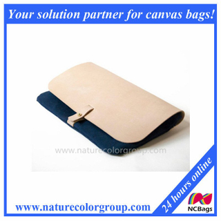 Clutch Purse -Waxed Canvas, Leather Navy