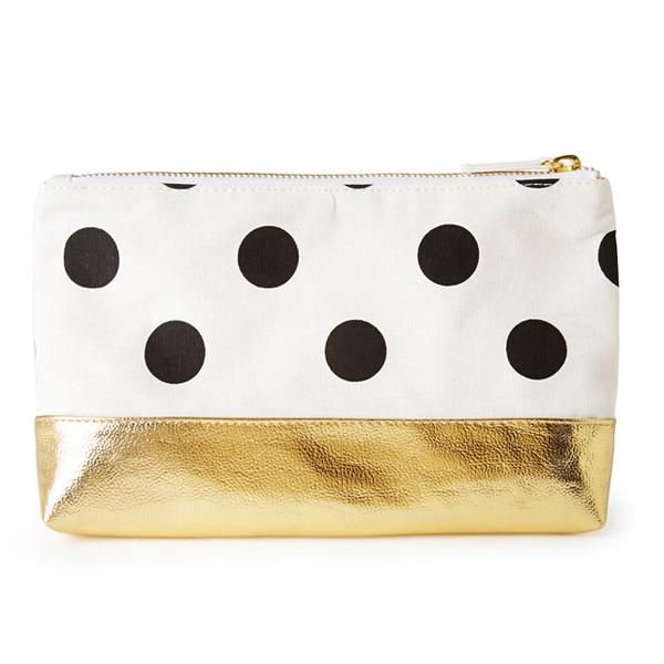 Personalized Good Quality Polka Dot Makeup Bag Gold