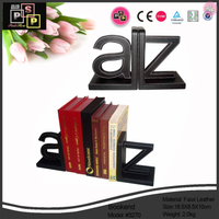  Black A and Z pu leather hand made luxury bookends