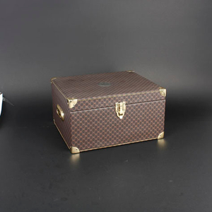 Wine Box Manufacturer Brown PU leather wooden wine bottle boxes