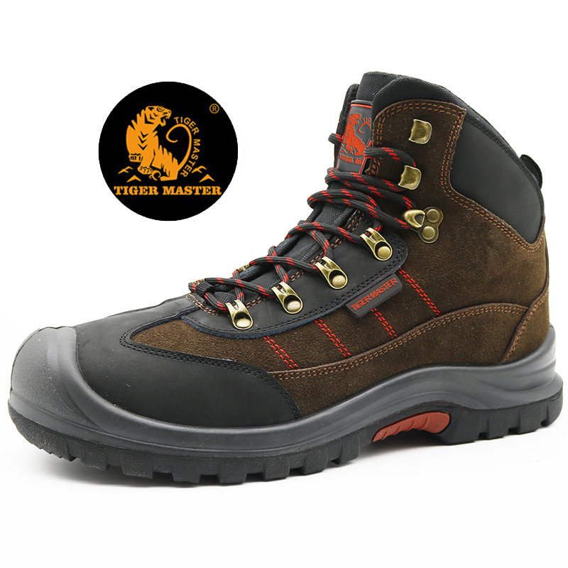 Brown Suede Leather Rubber Out Sole Sport Model Safety Shoes Steel Toe