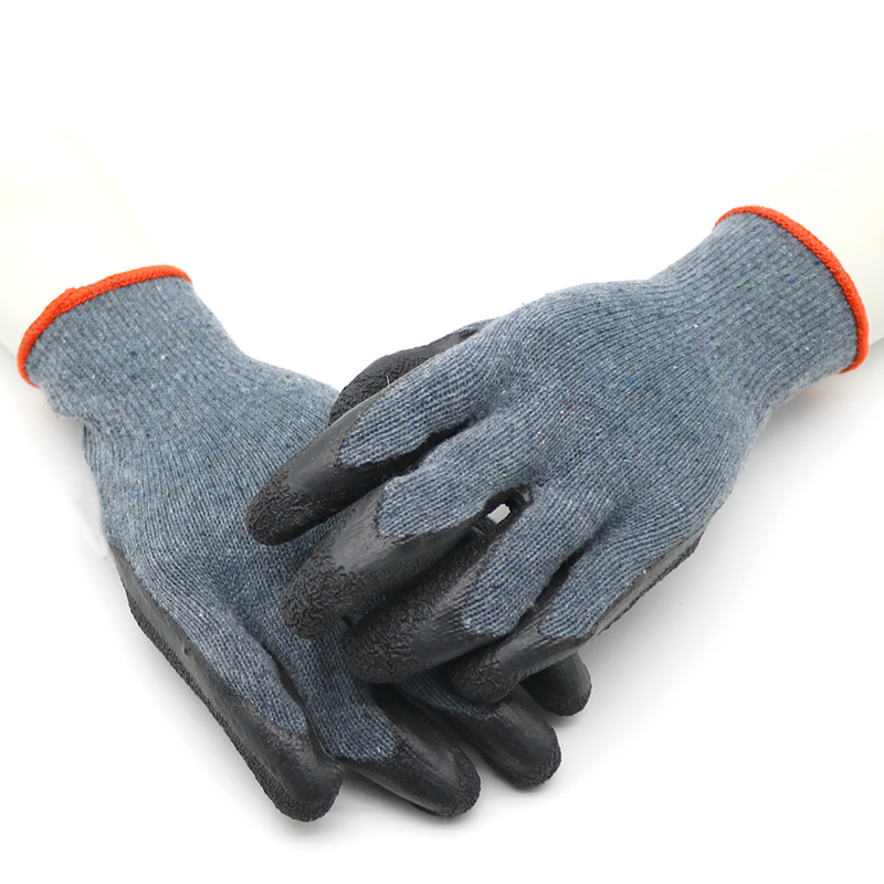 Black Oil Proof Industrial Latex Work Gloves CE EN 388