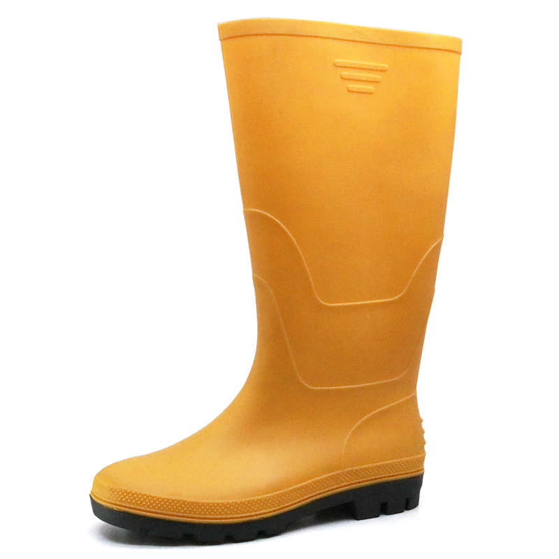 Yellow Anti Slip Lightweight Non Safety PVC Wellington Rain Boots