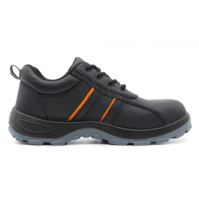 Black Leather Anti Slip Men Safety Shoes with Steel Toe