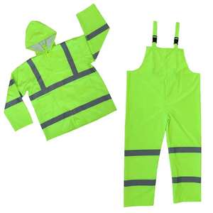 Oil Chemical Resistant 170T Polyester Pvc Coated Reflective Raincoat Waterproof