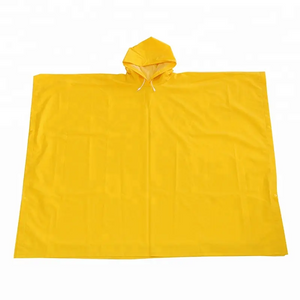 Yellow Waterproof PVC Polyester PVC Poncho Rain Cape